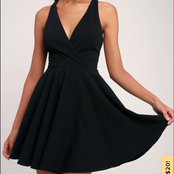 LULU’S | NWT Black Skater Twist Back Dress - Picture 2 of 9